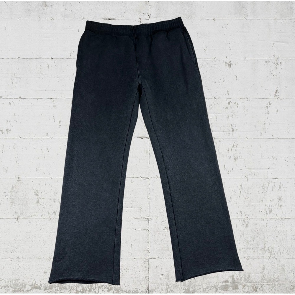 Richie Le Sweatpants XL Black Wide Leg Raw Hem Streetwear Joggers Terry Cloth